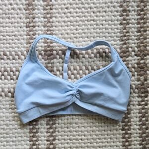 Buffbunny Seamless Halter / T Back Light Blue Sports Bra Size Large